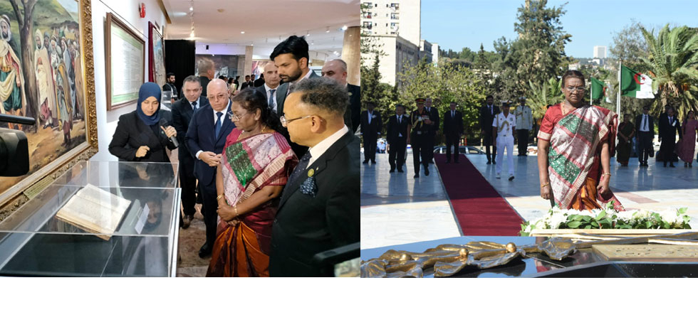 Hon’ble President laid a wreath at the Maqam Echahid Memorial in Algiers on 14 Oct. 2024.